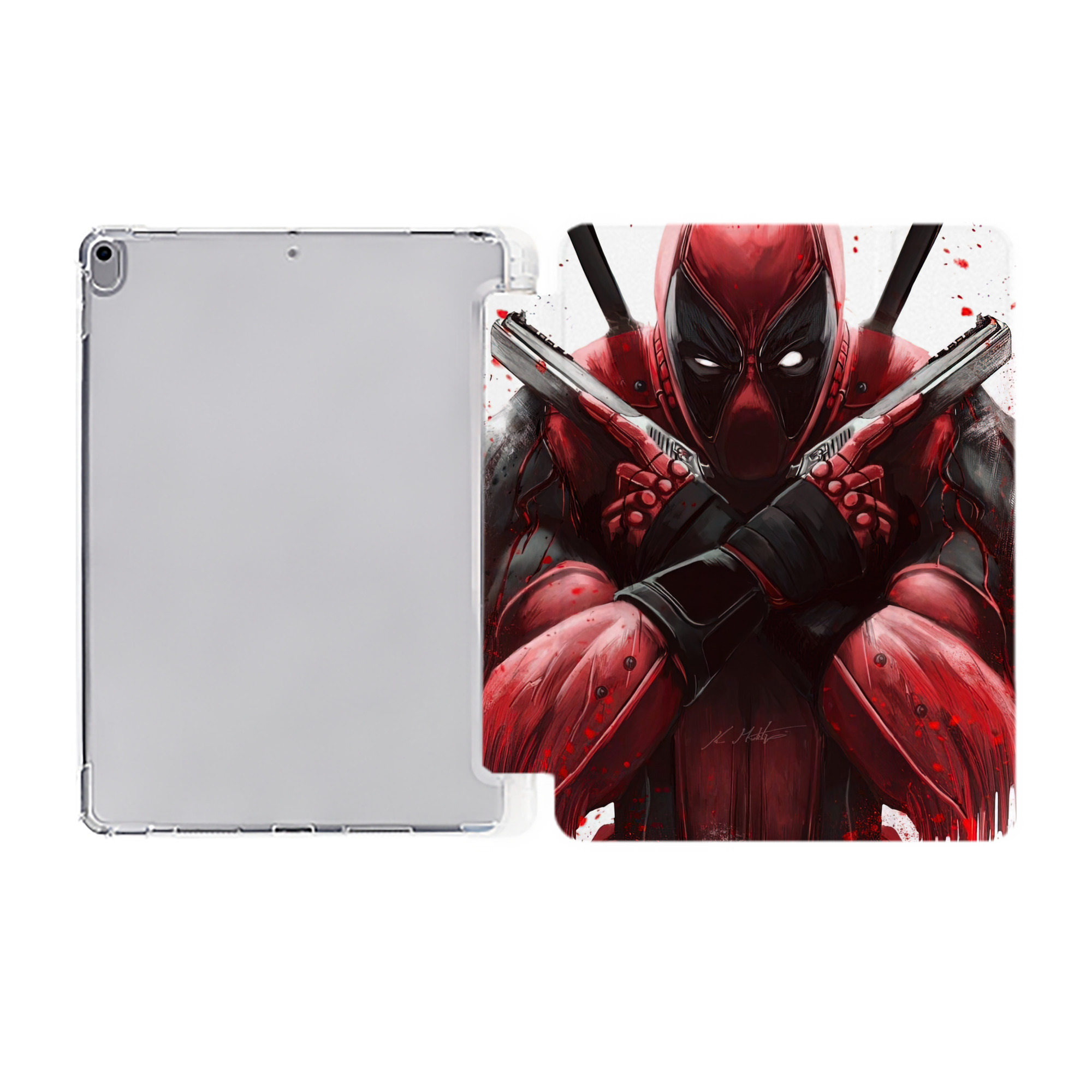 （画像用） Deadpool デッドプール IPad ケース ペン収納付き 三つ折りスタンド PUレザー×シリコン 対応機種9.5/10.5/10.9インチ